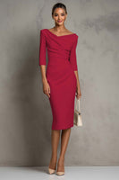 Laden Sie das Bild in den Galerie-Viewer, Elfenbein Gerafftes Midi Arbeitskleid mit kurzen Ärmeln