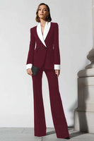 Laden Sie das Bild in den Galerie-Viewer, 2-teilige Business-Anzüge mit schwarzem Schal mit Schlagbein und Revers