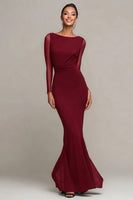 Laden Sie das Bild in den Galerie-Viewer, Schwarzes Meerjungfrauen Maxi Ballkleid mit U-Boot-Ausschnitt