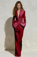 Laden Sie das Bild in den Galerie-Viewer, Weiße 2-teilige Business-Anzüge mit gerafftem Revers und Schärpe