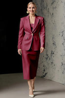 Laden Sie das Bild in den Galerie-Viewer, Elfenbein 2 Stück Elfenbein Peak Revers Bleistift Midi Business Anzüge