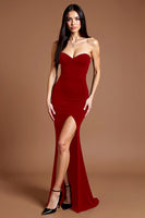 Laden Sie das Bild in den Galerie-Viewer, Herzausschnitt Schwarzes Meerjungfrau Ballkleid mit Schlitz