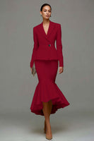 Laden Sie das Bild in den Galerie-Viewer, Meerjungfrau Elfenbein Peak Revers Midi Arbeitskleid