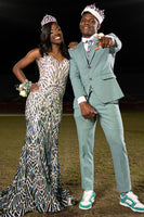 Laden Sie das Bild in den Galerie-Viewer, Mint 3 Stück gekerbtes Revers Herren Abschlussball Hochzeitsanzüge