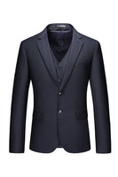 Laden Sie das Bild in den Galerie-Viewer, Schwarze gekerbte Revers Zwei Knöpfe Herren Hochzeitsanzüge