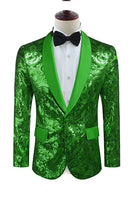 Laden Sie das Bild in den Galerie-Viewer, Goldener Schal Revers Pailletten Herren Blazer