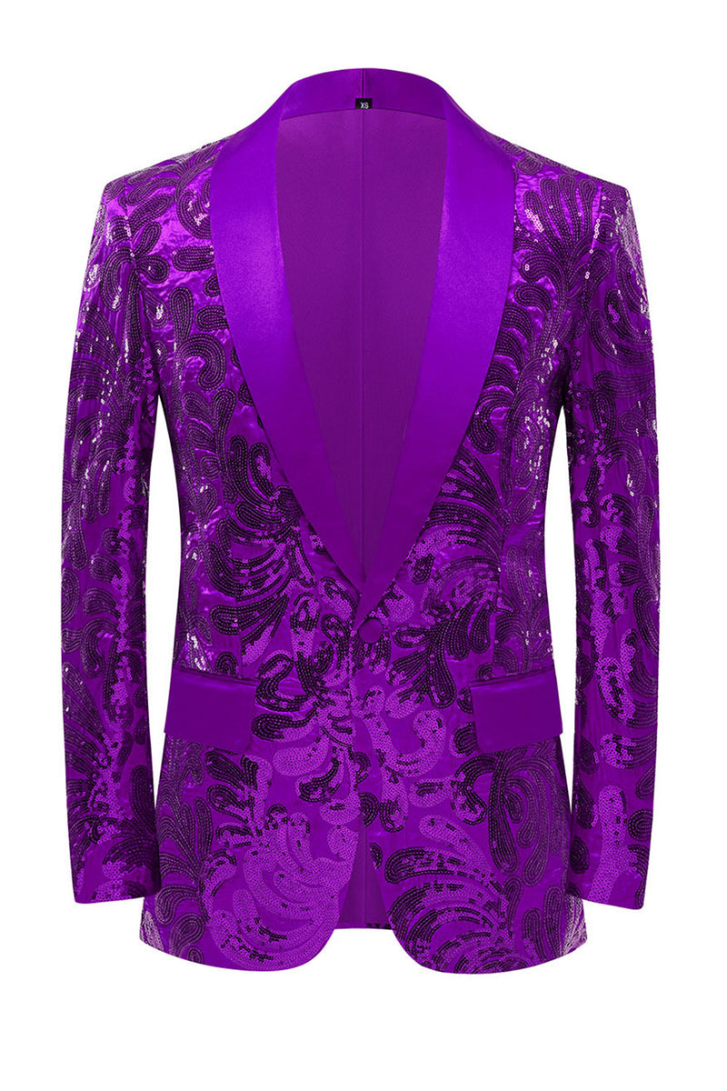 Laden Sie das Bild in den Galerie-Viewer, Goldener Schal Revers Pailletten Herren Blazer