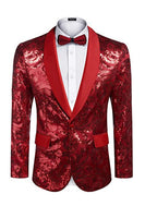 Laden Sie das Bild in den Galerie-Viewer, Goldener Schal Revers Pailletten Herren Blazer