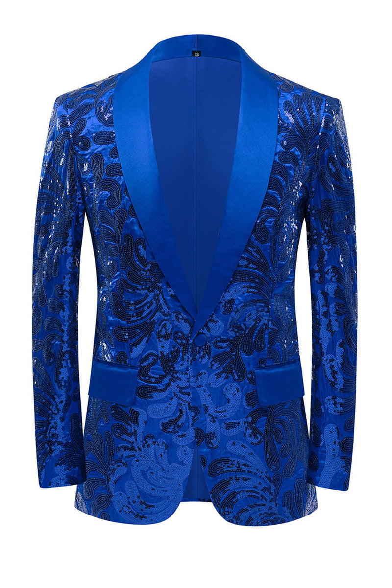 Laden Sie das Bild in den Galerie-Viewer, Goldener Schal Revers Pailletten Herren Blazer
