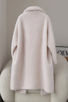 Laden Sie das Bild in den Galerie-Viewer, Braun gekerbtes Revers Langer Mantel aus Teddywolle