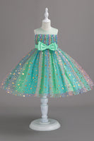 Laden Sie das Bild in den Galerie-Viewer, A Linie Jewel Hals Blush Mädchen Party Kleid mit Schleife