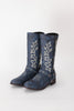 Laden Sie das Bild in den Galerie-Viewer, Blau bestickte Cowgirl Boho Mid Calf Stiefel