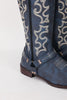 Laden Sie das Bild in den Galerie-Viewer, Blau bestickte Cowgirl Boho Mid Calf Stiefel