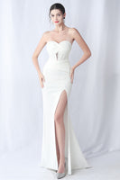 Laden Sie das Bild in den Galerie-Viewer, Schwarzes Meerjungfrauen Herzausschnitt Langes Ballkleid mit Schlitz