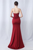 Laden Sie das Bild in den Galerie-Viewer, Schwarzes Meerjungfrauen Herzausschnitt Langes Ballkleid mit Schlitz