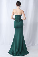 Laden Sie das Bild in den Galerie-Viewer, Schwarzes Meerjungfrauen Herzausschnitt Langes Ballkleid mit Schlitz