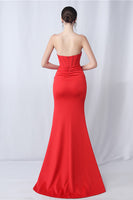 Laden Sie das Bild in den Galerie-Viewer, Schwarzes Meerjungfrauen Herzausschnitt Langes Ballkleid mit Schlitz