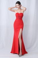 Laden Sie das Bild in den Galerie-Viewer, Schwarzes Meerjungfrauen Herzausschnitt Langes Ballkleid mit Schlitz