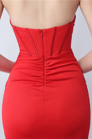 Laden Sie das Bild in den Galerie-Viewer, Schwarzes Meerjungfrauen Herzausschnitt Langes Ballkleid mit Schlitz