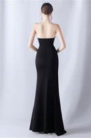 Laden Sie das Bild in den Galerie-Viewer, Marineblaues Meerjungfrau trägerloses langes Korsett Ballkleid mit Schlitz