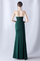 Laden Sie das Bild in den Galerie-Viewer, Marineblaues Meerjungfrau trägerloses langes Korsett Ballkleid mit Schlitz