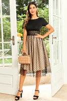 Laden Sie das Bild in den Galerie-Viewer, Schwarzes Polka Dots Vintage Kleid aus den 1950er Jahren