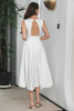 Laden Sie das Bild in den Galerie-Viewer, Ärmelloses weißes Kleid mit V-Ausschnitt und ausgehöhltem Rücken