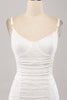 Laden Sie das Bild in den Galerie-Viewer, Spaghettiträger Figurbetontes plissiertes Spitze kleines weißes Kleid