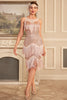Laden Sie das Bild in den Galerie-Viewer, Glitzer Schwarz Grün Pailletten Fransen 1920er Jahre Gatsby Kleid