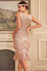 Laden Sie das Bild in den Galerie-Viewer, Blush Funkelndes Fransen Great Gatsby Kleid mit Pailletten