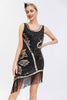 Laden Sie das Bild in den Galerie-Viewer, Schwarzes perlenbesetztes Kleid aus den 1920er Jahren mit Fransen