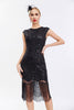 Laden Sie das Bild in den Galerie-Viewer, Schwarze Pailletten Gatsby Kleid aus den 1920er Jahren mit Fransen