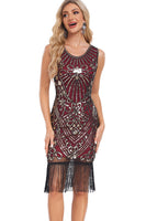 Laden Sie das Bild in den Galerie-Viewer, Glitzerndes goldrotes Pailletten Kleid mit Fransen aus den 1920er Jahren