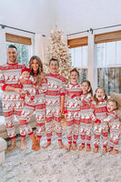 Laden Sie das Bild in den Galerie-Viewer, Rotes Schneeflocken- und Hirschmuster-Weihnachts-Familie-Pyjama-Set