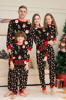 Laden Sie das Bild in den Galerie-Viewer, Weihnachtsmann und Weihnachtsbaum Schwarzes passendes Pyjama-Set für Familien