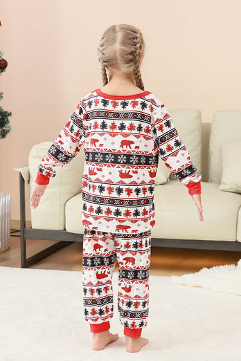 Schwarz-Weiß bedrucktes Weihnachts-Familienpyjama-Set