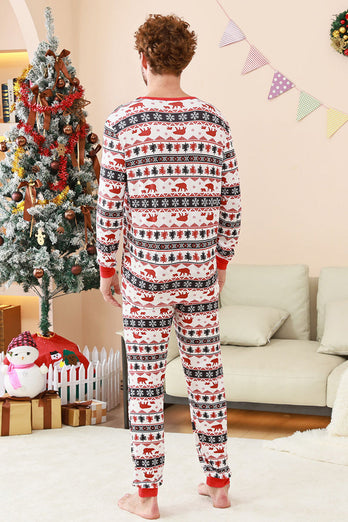 Schwarz-Weiß bedrucktes Weihnachts-Familienpyjama-Set