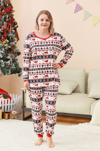 Schwarz-Weiß bedrucktes Weihnachts-Familienpyjama-Set