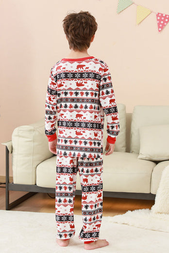 Schwarz-Weiß bedrucktes Weihnachts-Familienpyjama-Set