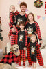 Laden Sie das Bild in den Galerie-Viewer, Schwarzes und rotes kariertes Weihnachts-Familienpyjama-Set mit Hirsch-Druck