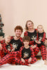 Laden Sie das Bild in den Galerie-Viewer, Schwarzes und rotes kariertes Weihnachts-Familienpyjama-Set mit Hirsch-Druck