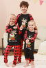 Laden Sie das Bild in den Galerie-Viewer, Schwarzes und rotes kariertes Weihnachts-Familienpyjama-Set mit Hirsch-Druck