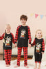 Laden Sie das Bild in den Galerie-Viewer, Schwarzes und rotes kariertes Weihnachts-Familienpyjama-Set mit Hirsch-Druck