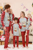 Laden Sie das Bild in den Galerie-Viewer, Schwarzes und rotes kariertes Weihnachts-Familienpyjama-Set mit Hirsch-Druck