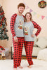 Laden Sie das Bild in den Galerie-Viewer, Schwarzes und rotes kariertes Weihnachts-Familienpyjama-Set mit Hirsch-Druck