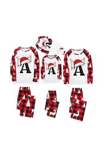 Rotes und weißes Weihnachtsbedrucktes Familien-Pyjama-Set