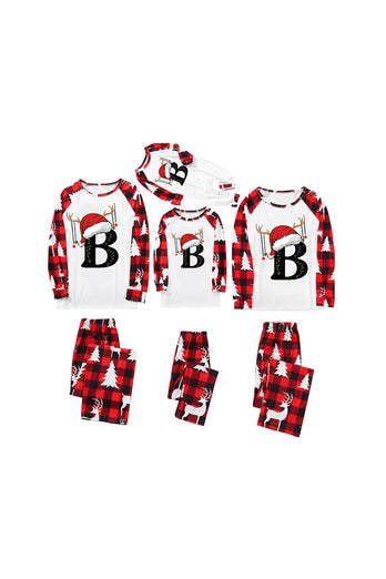 Rotes und weißes Weihnachtsbedrucktes Familien-Pyjama-Set