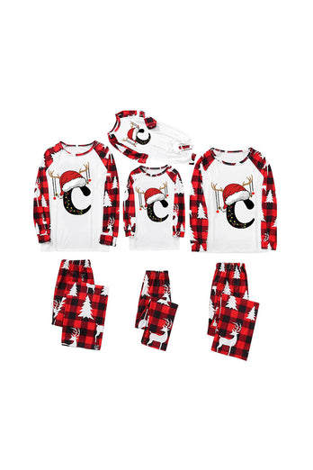 Rotes und weißes Weihnachtsbedrucktes Familien-Pyjama-Set