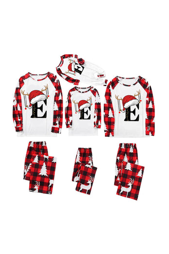 Rotes und weißes Weihnachtsbedrucktes Familien-Pyjama-Set