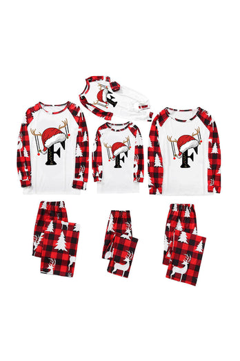 Weihnachten bedrucktes rot-weißes Familien-Pyjama-Set